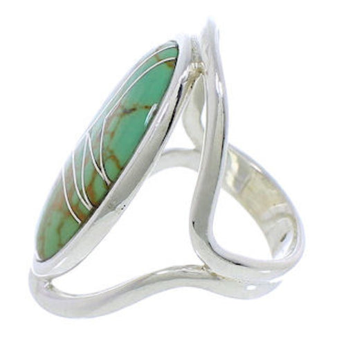 Sterling Silver Turquoise Inlay Ring Size 6-1/4 JX37457