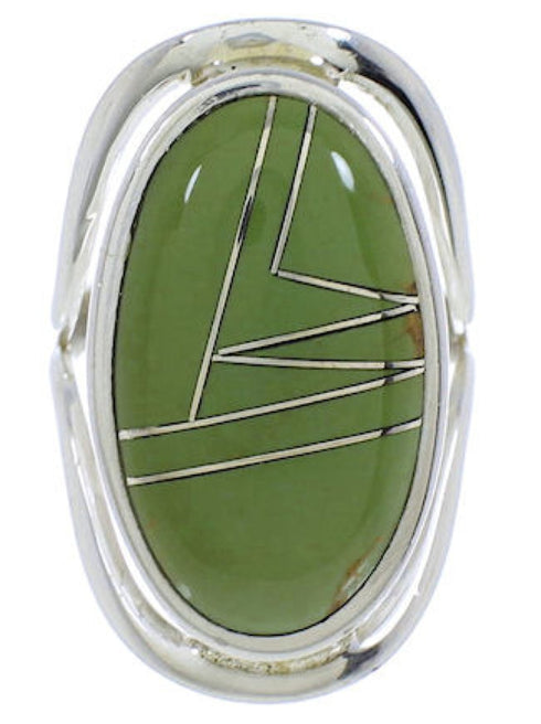 Southwest Genuine Sterling Silver Turquoise Ring Size 7-1/4 JX37478