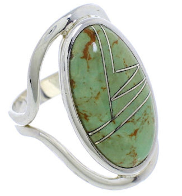 Sterling Silver Southwest Turquoise Inlay Ring Size 7-1/4 JX37537