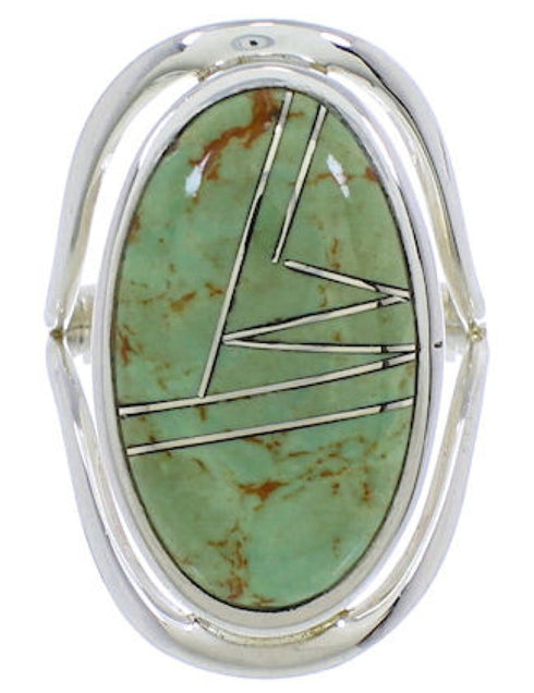 Sterling Silver Southwest Turquoise Inlay Ring Size 7-1/4 JX37537