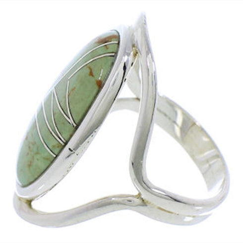 Sterling Silver Southwest Turquoise Inlay Ring Size 7-1/4 JX37537