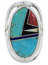 Southwest Multicolor Silver Ring Size 8-3/4 JX37704