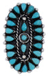 Sterling Silver Needlepoint Turquoise Ring Size 8-3/4 YX35055