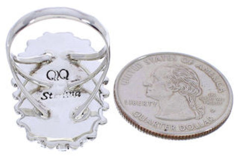 Sterling Silver Needlepoint Turquoise Ring Size 8-3/4 YX35055