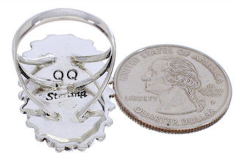 Sterling Silver Jewelry Turquoise Needlepoint Ring Size 8-3/4 YX35070