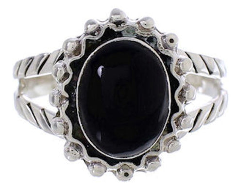 Silver Southwest Jewelry Jet Ring Size 5-1/4 YX35288
