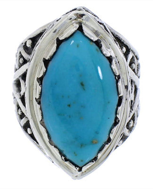 Southwestern Turquoise Genuine Sterling Silver Ring Size 6-1/4 TX38940