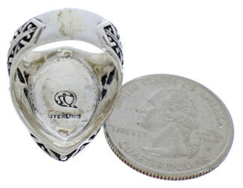 Southwestern Turquoise Genuine Sterling Silver Ring Size 6-1/4 TX38940