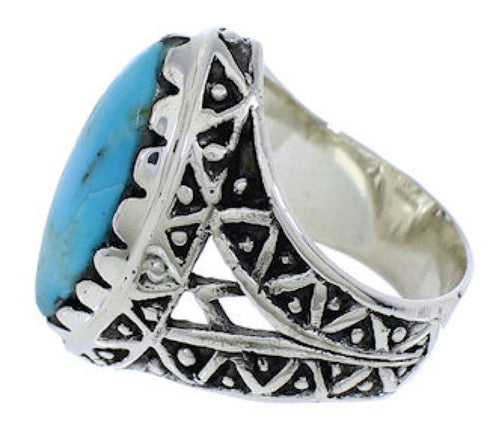 Turquoise Southwestern Sterling Silver Ring Size 6-3/4 TX38949
