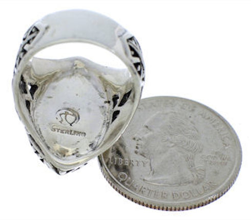 Turquoise Southwestern Sterling Silver Ring Size 6-3/4 TX38949