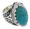 Southwestern Sterling Silver Turquoise Ring Size 4-3/4 TX38974