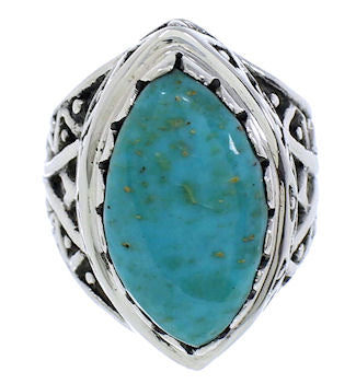 Southwestern Sterling Silver Turquoise Ring Size 4-3/4 TX38974