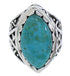 Southwestern Sterling Silver Turquoise Ring Size 4-3/4 TX38974
