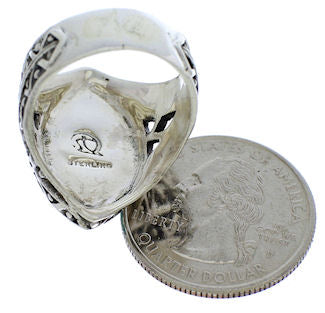 Southwestern Sterling Silver Turquoise Ring Size 4-3/4 TX38974