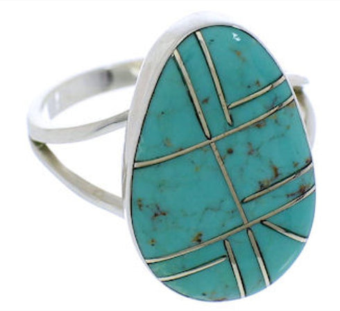 Southwestern Sterling Silver Turquoise Jewelry Ring Size 5-3/4 TX38986