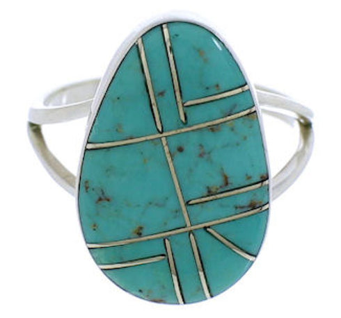 Southwestern Sterling Silver Turquoise Jewelry Ring Size 5-3/4 TX38986