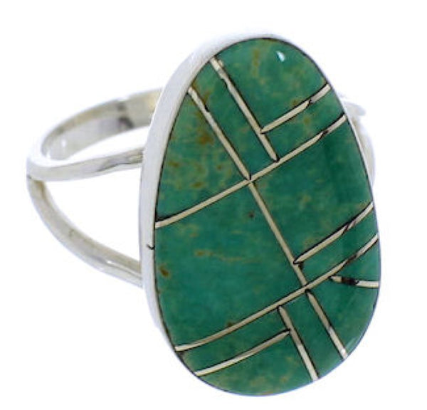Turquoise Inlay And Sterling Silver Jewelry Ring Size 4-1/2 TX39142