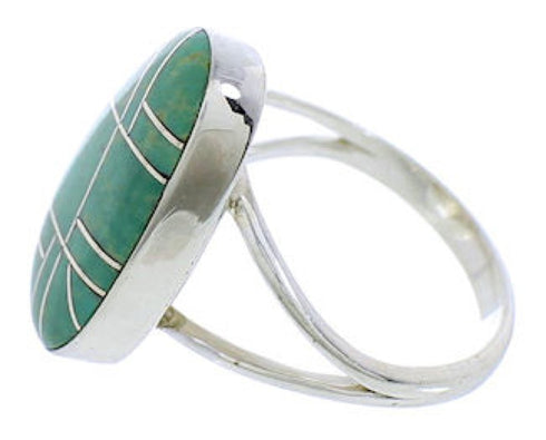 Turquoise Inlay And Sterling Silver Jewelry Ring Size 4-1/2 TX39142