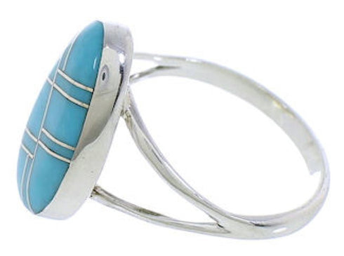 Turquoise Inlay And Southwest Sterling Silver Ring Size 4-3/4 TX39176