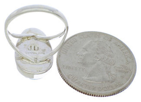 Southwestern Jewelry Turquoise Inlay Silver Ring Size 4-1/2 TX39179