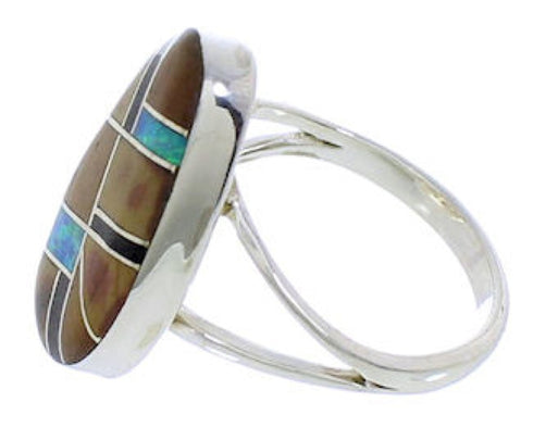 Silver Southwest Multicolor Ring Size 7 TX39304