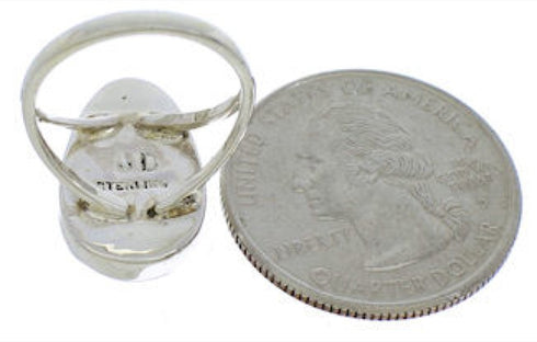 Silver Multicolor Inlay Southwest Ring Size 7-3/4 TX39370