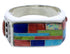 Sterling Silver Multicolor Inlay Ring Size 10-1/2 EX41330