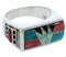 Multicolor Inlay Sterling Silver Ring Size 9-3/4 EX41349