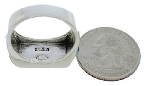 Multicolor Inlay Sterling Silver Ring Size 9-3/4 EX41349