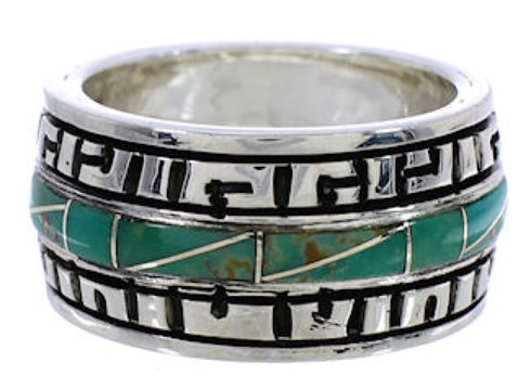 Turquoise Inlay Sterling Silver Southwestern Ring Size 4-3/4 TX38462
