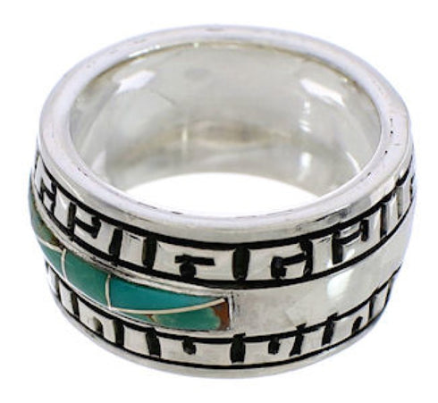 Turquoise Inlay Sterling Silver Southwestern Ring Size 4-3/4 TX38462