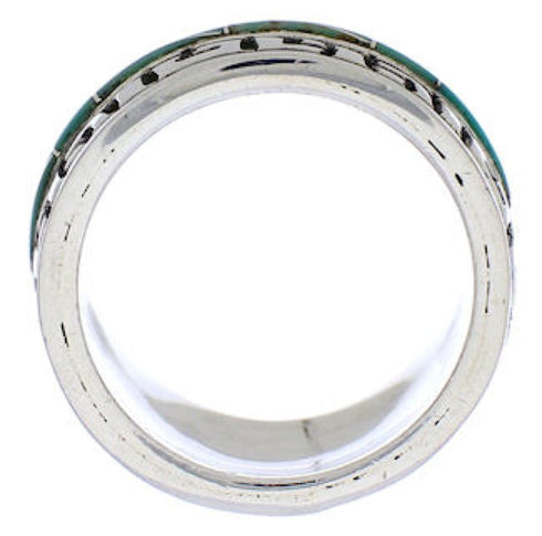 Turquoise Inlay Sterling Silver Southwestern Ring Size 4-3/4 TX38462
