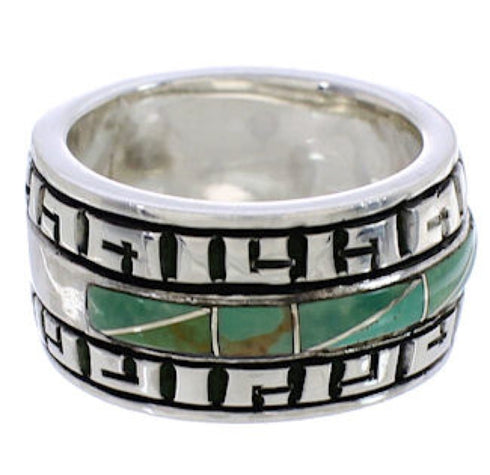 Turquoise Inlay And Silver Southwestern Ring Size 4-3/4 TX38518