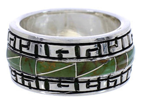 Southwestern Inlay Sterling Silver And Turquoise Ring Size 5 TX38546