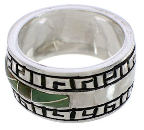 Southwest Inlay Sterling Silver And Turquoise Ring Size 6-1/2 TX38543