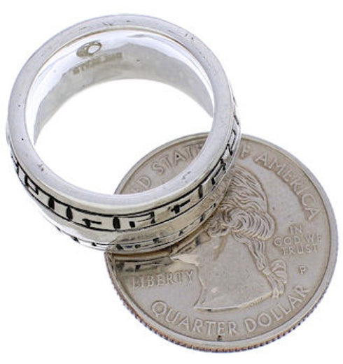 Southwestern Inlay Sterling Silver And Turquoise Ring Size 5 TX38546