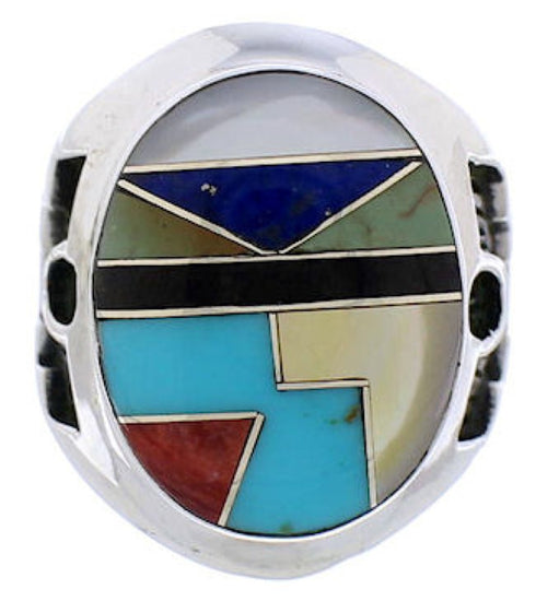 Multicolor Inlay Silver Ring Size 5-1/2 TX38698