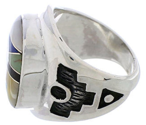 Multicolor Inlay Silver Ring Size 5-1/2 TX38698