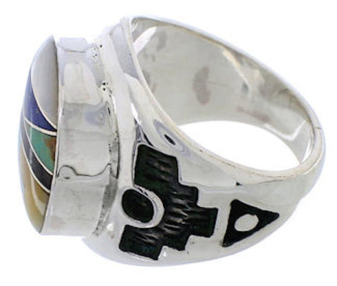 Multicolor Sterling Silver Southwestern Inlay Ring Size 6-1/4 TX38702
