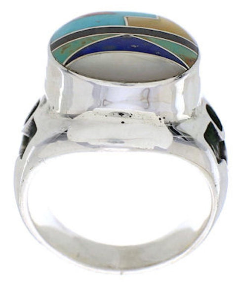 Multicolor Sterling Silver Southwestern Inlay Ring Size 6-1/4 TX38702