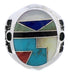 Southwest Silver Multicolor Inlay Ring Size 4-3/4 TX38738
