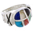 Southwestern Silver Multicolor Inlay Ring Size 6-1/4 TX40026