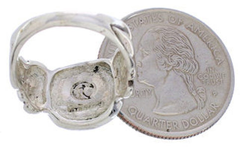 Southwestern Silver Multicolor Inlay Ring Size 6-1/4 TX40026