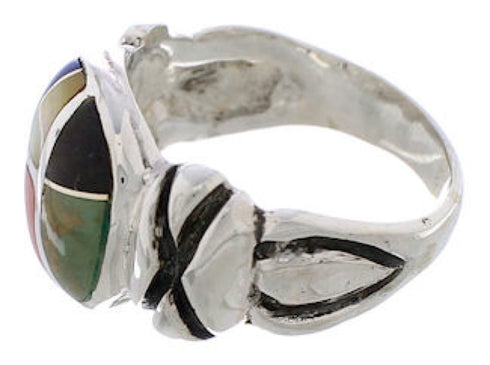 Silver Multicolor Southwest Ring Size 6-3/4 TX40042