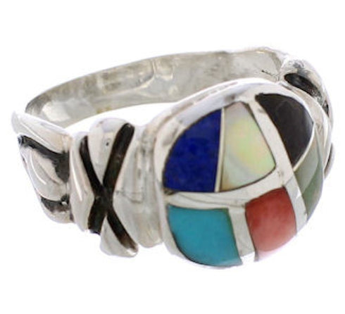 Multicolor Silver Southwestern Ring Size 6-1/2 TX40047