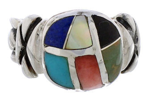 Multicolor Silver Southwestern Ring Size 6-1/2 TX40047