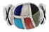 Southwestern Multicolor Inlay Silver Ring Size 6-3/4 TX40064