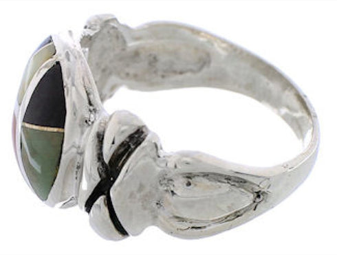 Multicolor Inlay Silver Ring Size 5-1/2 TX40058