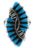 Turquoise Silver Southwest Needlepoint Ring Size 7-1/4 UX33364
