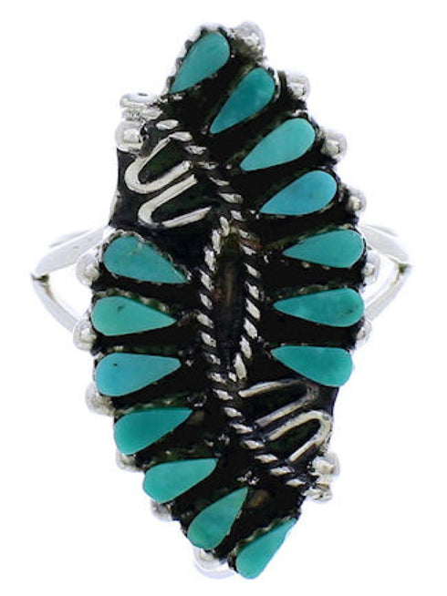 Sterling Silver And Turquoise Needlepoint Ring Size 4-3/4 UX33365